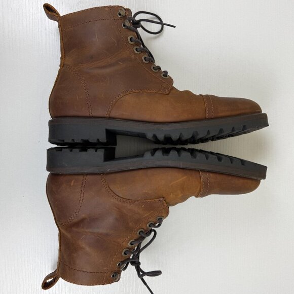EUC Patina Brown Leather Lace Up Boots Handmade In Mexico main image 5